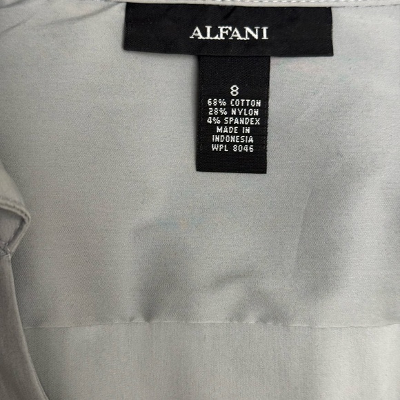 Alfani Womens Size 8 Solid Gray Long Sleeve V Neck Button Down Women’s Blouse - Picture 4 of 6